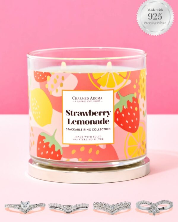 Strawberry Lemonade 2-tahiga küünal hõbedast ehtega
